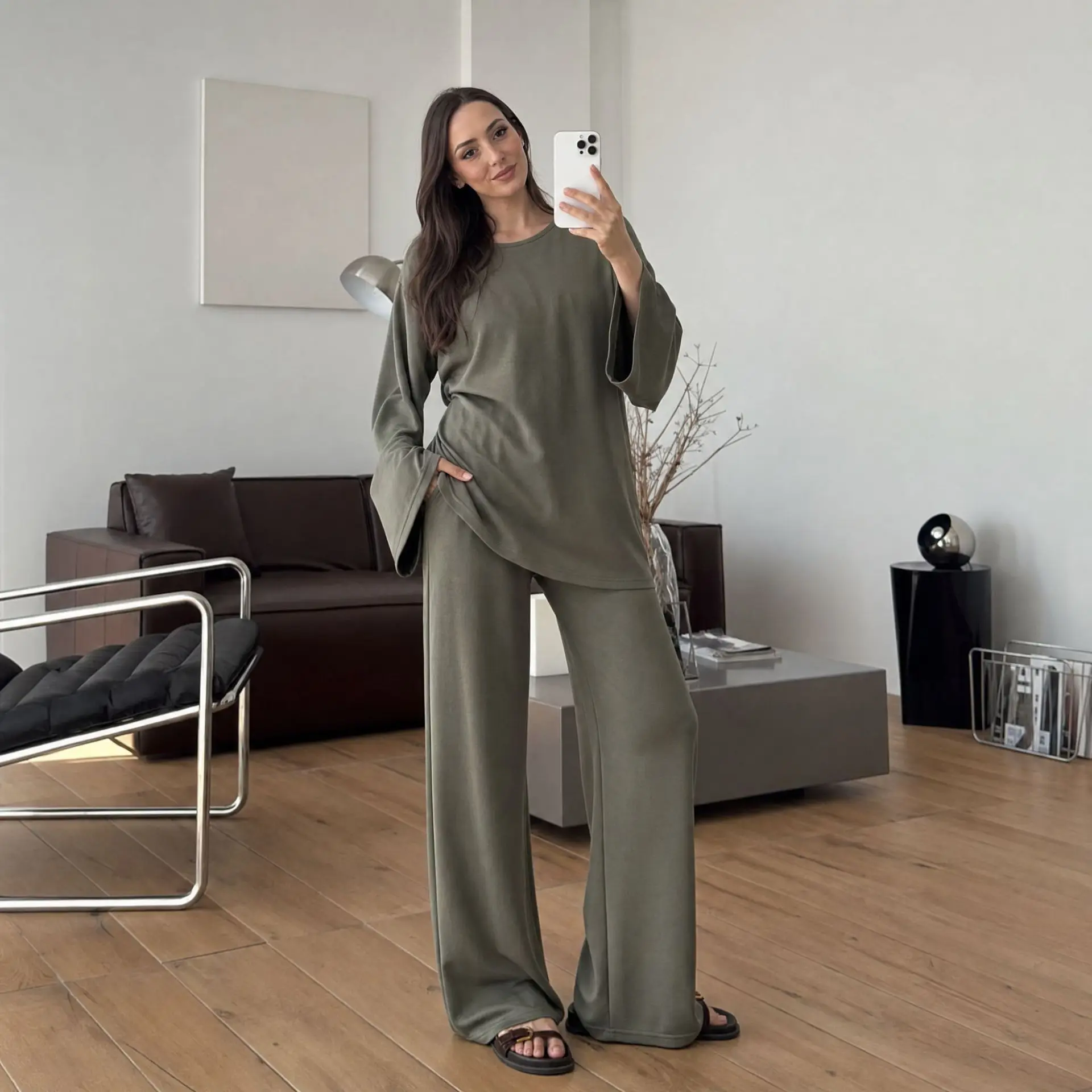 2PCS Muslim Women Long Sleeve Tops and Pants Sets Turkey Kaftan Dubai Abaya Outfits Femme Musulmane Ensembles Islam Clothing
