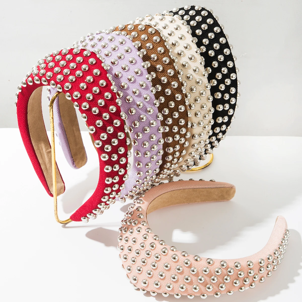 Fashionable Solid Color Pearl Inlaid Crown, Light Luxury, High-End Temperament, Versatile Sponge Wide Edge Hair Accessory