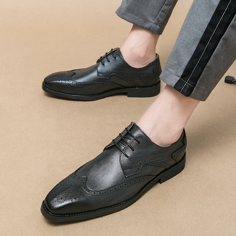 

2025 New Men's Leather Oxford Shoes British Style Casual Business Leather Shoes Quality Fashion Party Lace Up Low Top Mens Shoes