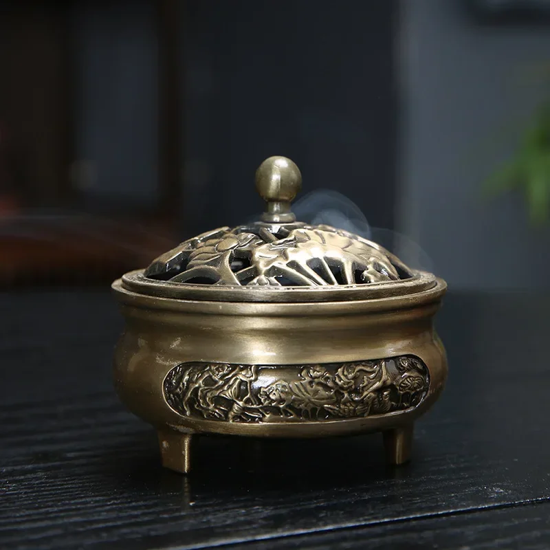 

Pure Copper Antique Three-legged Aromatherapy Stove DIY Household Indoor Pan Incense Wire Incense Burner Tea Ceremony Decoration