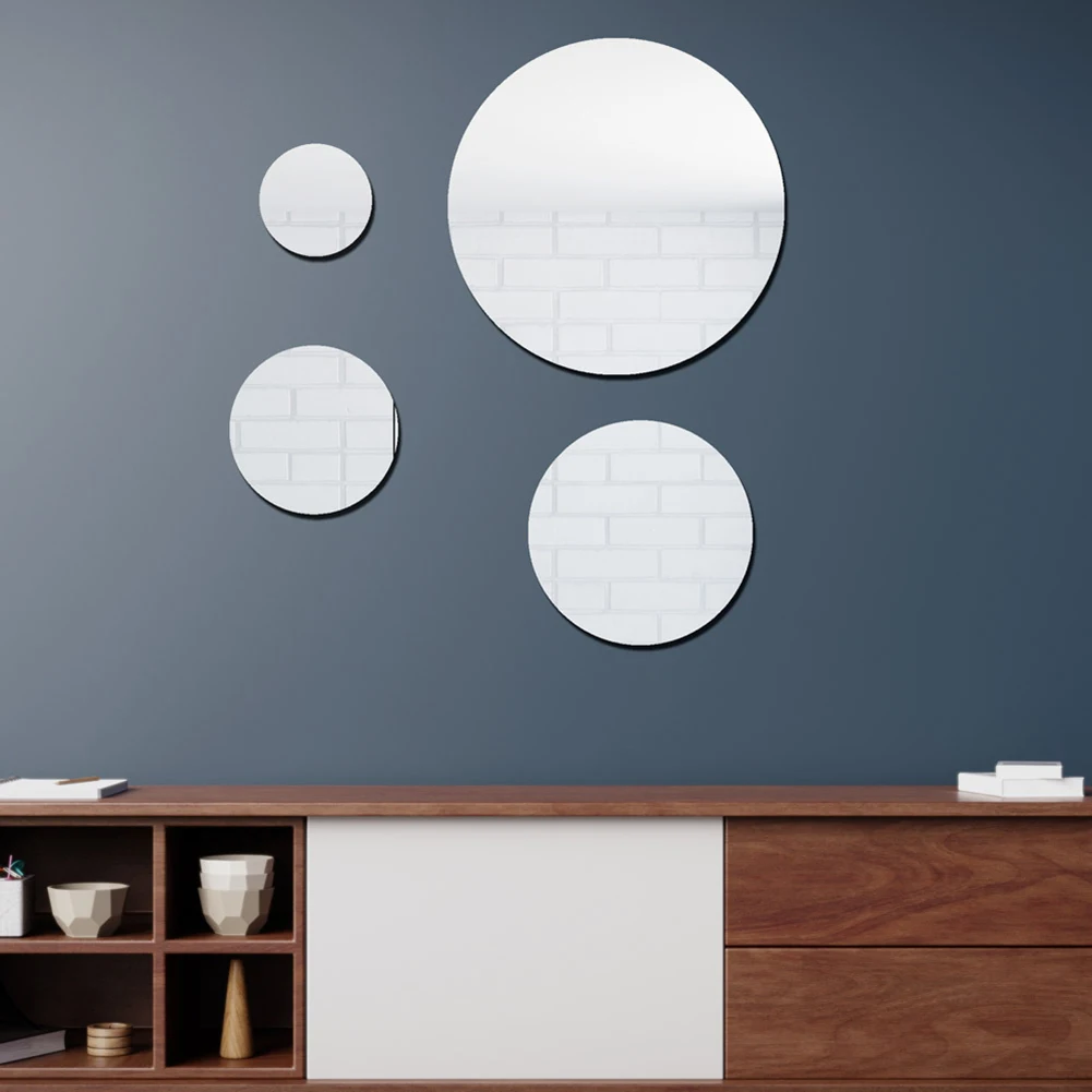 Mirror Plate Decal Self Adhesive Wall Decor Stickers Decorative Small Circle Mirror Decals DIY for Hallway Wall Decor