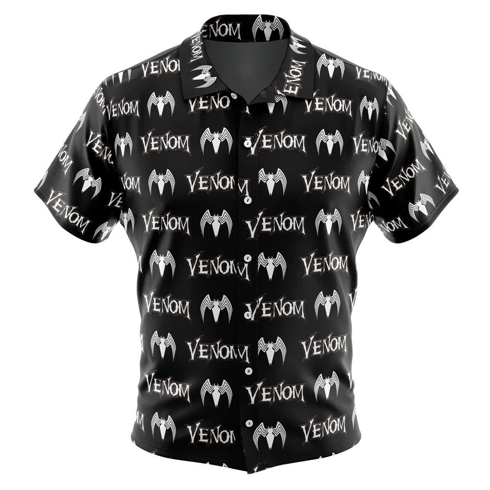 Venom Marvel Button Up Hawaiian ShirtFashion Trend Breathable Loose Versatile Casual Sports Summer Men