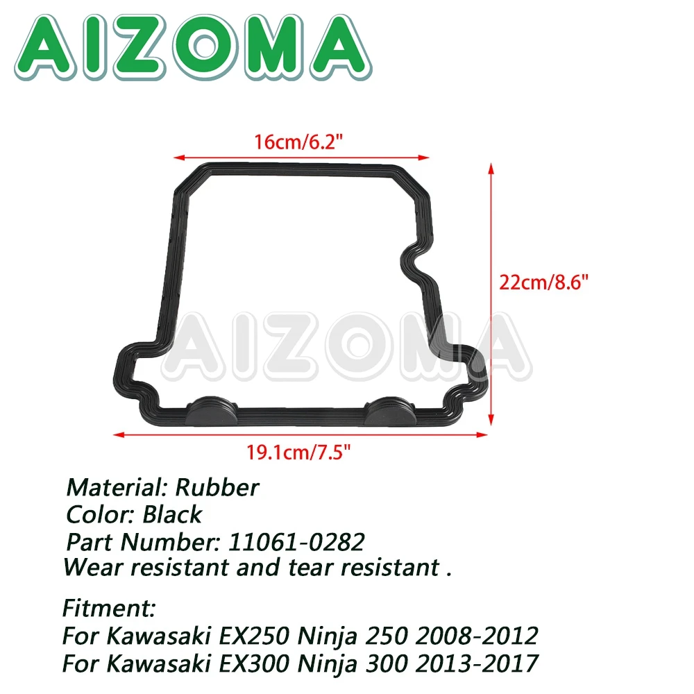 Motorcycle Rubber Cylinder Head Cover Gaskets Black 11061-0282 For Kawasaki EX250 Ninja 250 2008-2012 EX300 Ninja 300 2013-2017