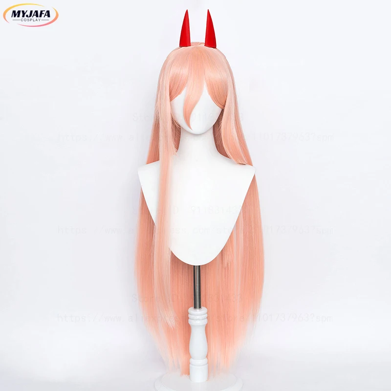 

High Quality Anime Makima Power Cosplay Wig Long Orange Pink Heat Resistant Synthetic Hair Party Role Play Wigs + Wig Cap