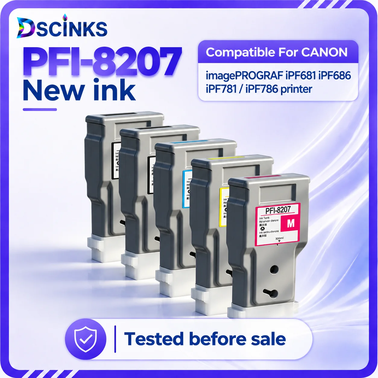 300ML PFI-8207 Ink cartridge For Canon imagePROGRAF iPF681 iPF686 iPF781 iPF786 printer For Canon PFI-8207pigment ink