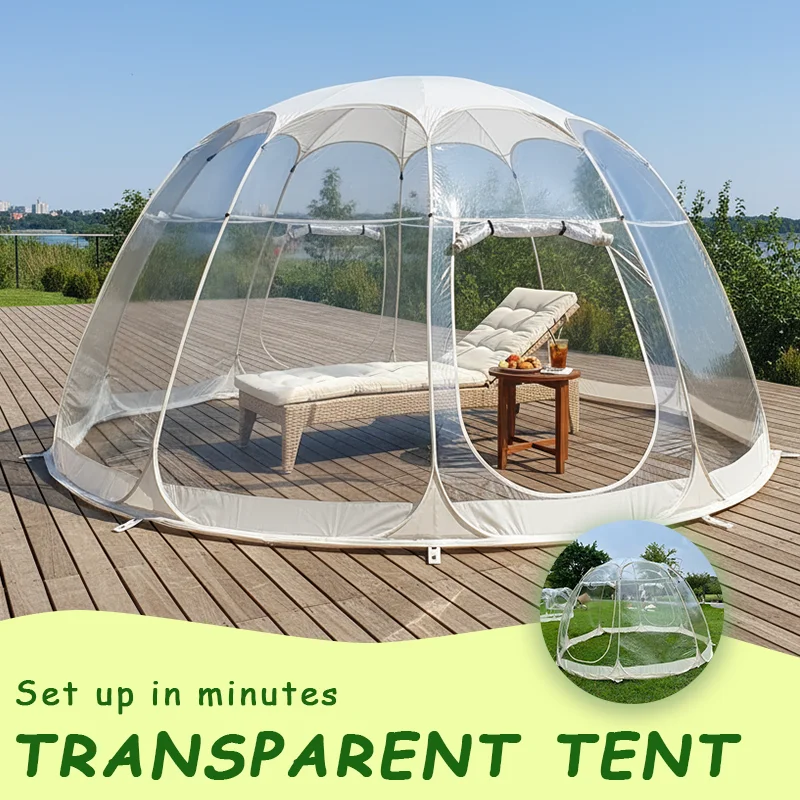 4 Person Pop Up Bubble Tent Clear Transparent PVC Dome Shelter Backyard Patio Camping Picnic Outdoor Event Photo Tent