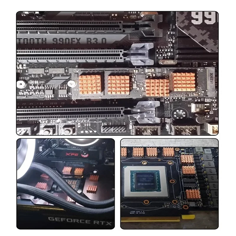 COOLCIRC VRAM Copper Heatsink 13x12x5mm Thermal Conductive Copper Sheet for Cooling Cooler GPU Chips VRAM VGA RAM GPU