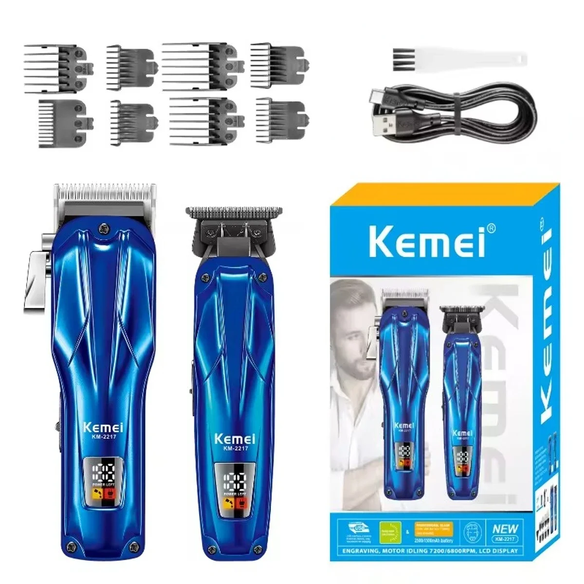 Kemei Hair Trimmer Professional Trimmer Electric Haircut Machine Cordless Barber Clipper Adjustable Hair Trimmer for Men KM-2217