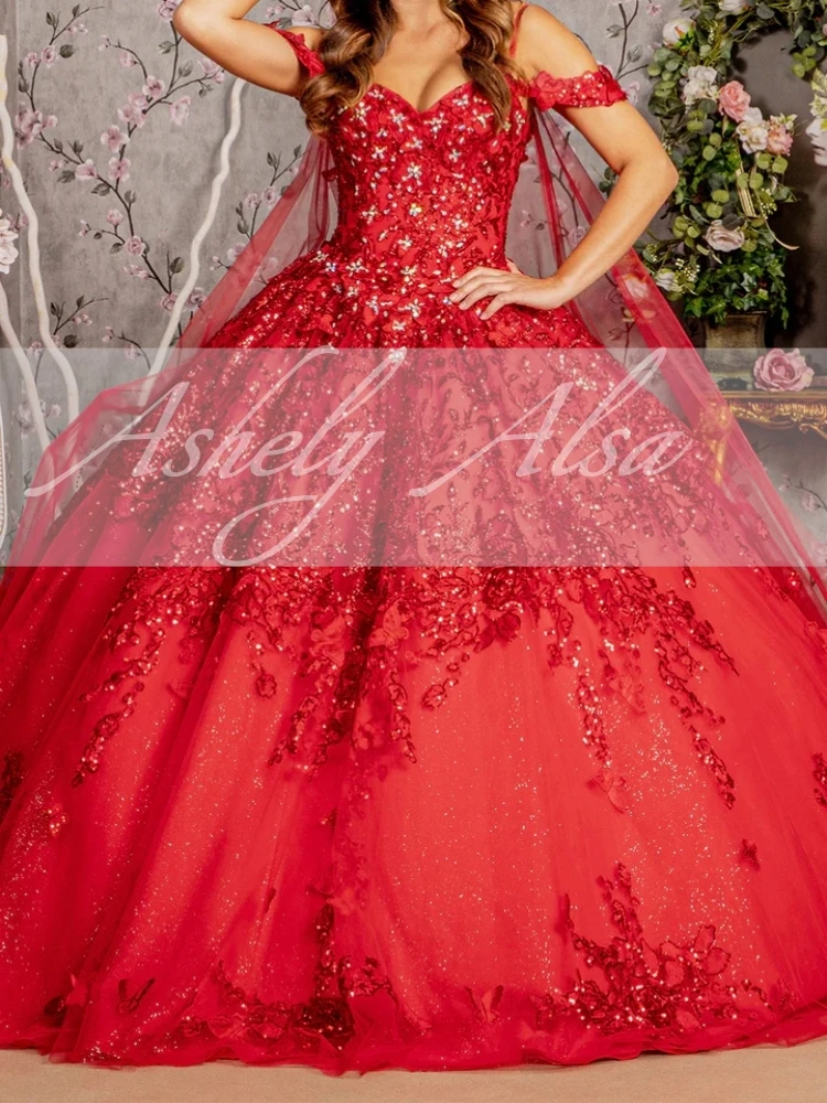 Vestidos De fiesta De cumpleaños para mujer, falda hinchada con Apliques De encaje, hombros descubiertos, estilo mexicano, De lujo, para quinceañera