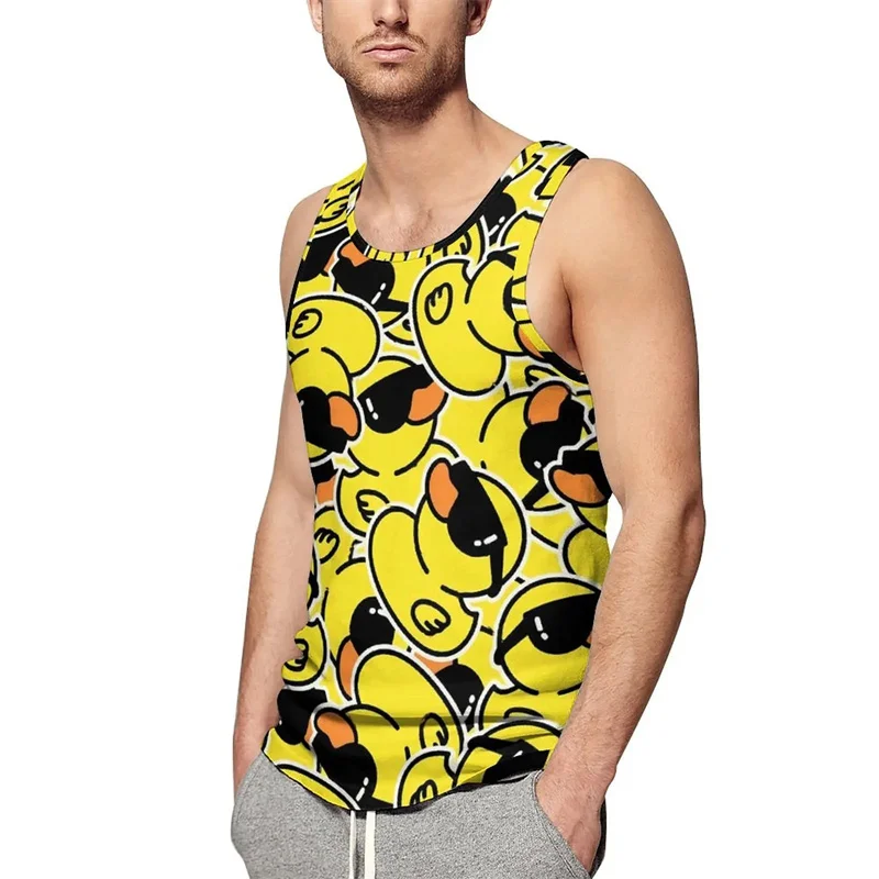 

Гавайская летняя майка с 3D принтом желтой утки для мужчин, милые майки с графическим рисунком утки, забавная уличная одежда, милая винтажная одежда, жилет