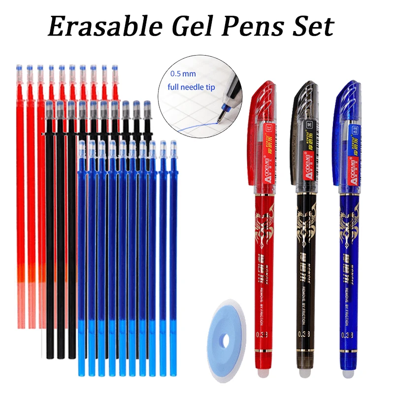 

Creative Erasable Ballpoint Pen Set 0.5mm Washable Handle Magic Erasable Pens Practical & Stylish Office/School Stationery