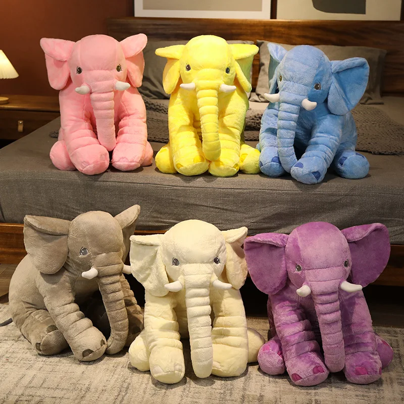 Poupée éléphant en peluche Kawaii 40cm 60cm 80cm, jouet pour enfants, coussin de dos, mignon éléphant en peluche, poupée d'accompagnement, cadeau de noël