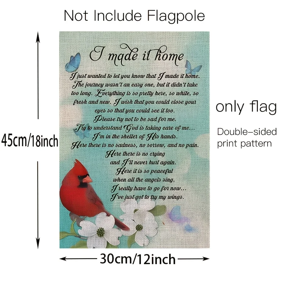 1 Pack, Commemorative Garden Flag, I Made It Home Flag, Commemorative Garden Flag for Loved Ones, 12x18 Inches, Funeral Sign, Outdoor Courtyard Home Cemetery Decoration, Used for Tombstones, No Flagpole