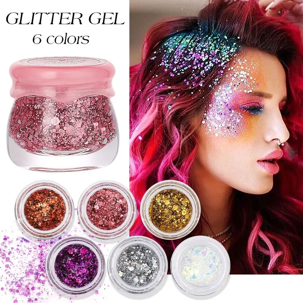 New Shiny Eye Makeup Glitter Powder Eyeshadow Long Lasting 6 Colors Shimmer Cream Eyeshadow Gel Face