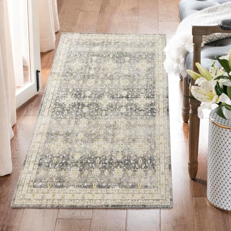 

Boho Runner Rugs for Hallway 2x7 Washable Vintage Floral with Rubber Backing NonSlip Throw Carpet Runners for Hallways Bedroom