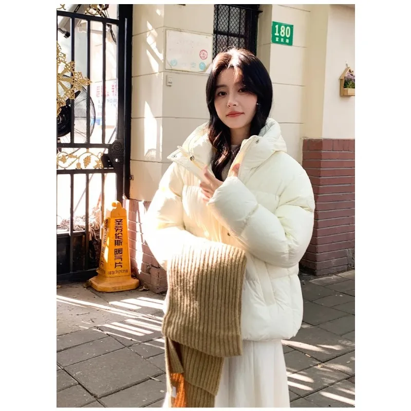 Trend High-End Down-Filled Cotton Jacket for Women Winter Warm Puffer Jacket Hooded Coat Thickened Outerwear Winter Clothes New