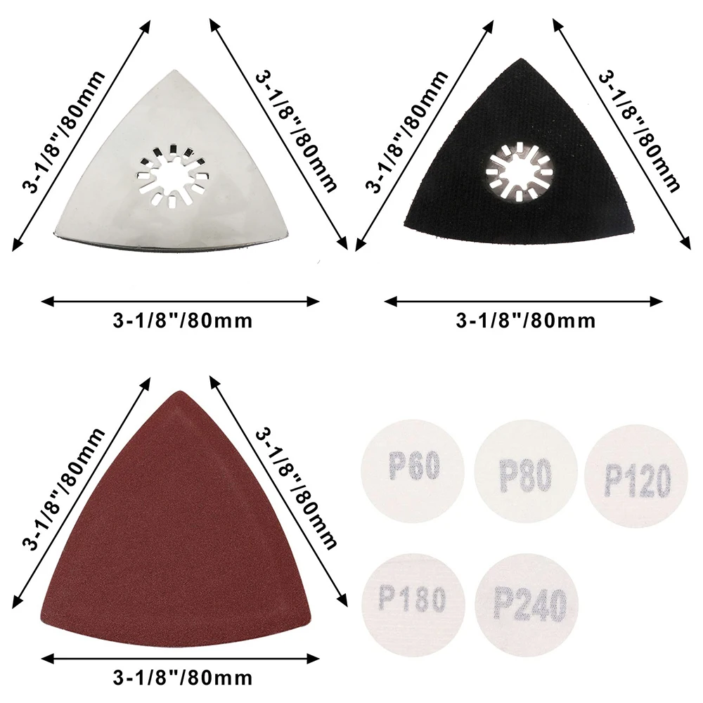 VIBRATITE 133PCS oscillating Tool Sanding Pads kit 125sandpaper 2 Triangular Sanding Pads and 6 Triangular Scrubbing Pads