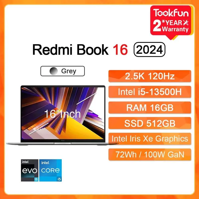 New! Redmi Book 16 2024 Laptop Intel i5 13500H RAM 16GB SSD 512GB 16