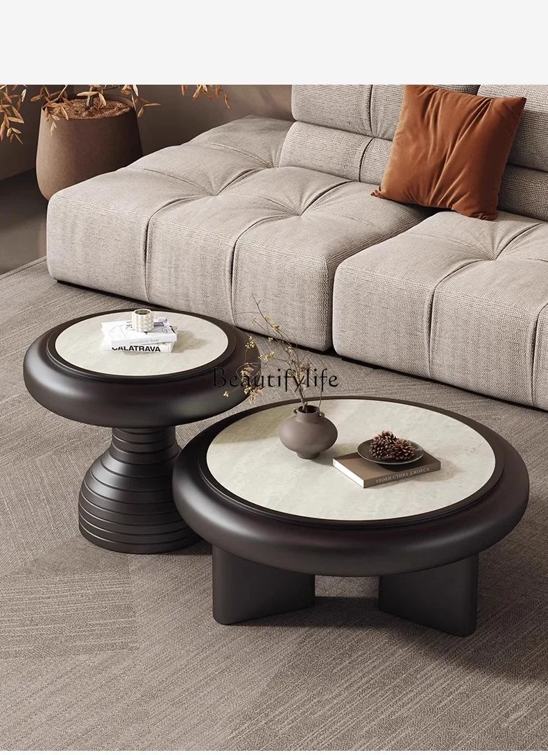 

2025 new retro minimalist round coffee table combination living room home