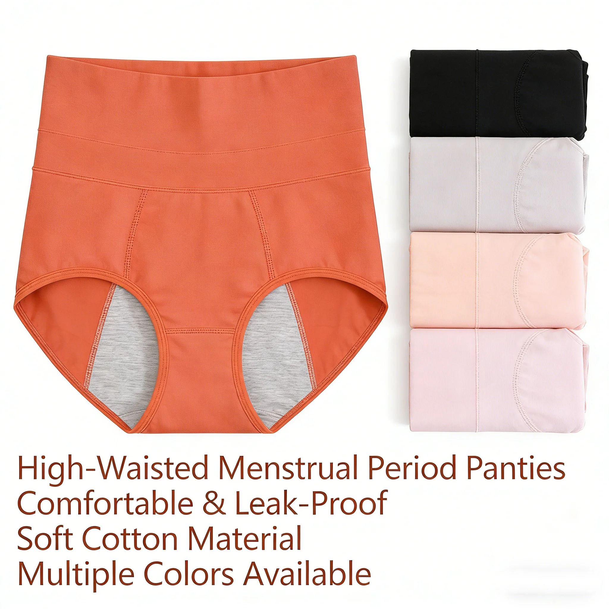 Period Panty Absorbent - Calcinhas de Algodão de Cintura Alta