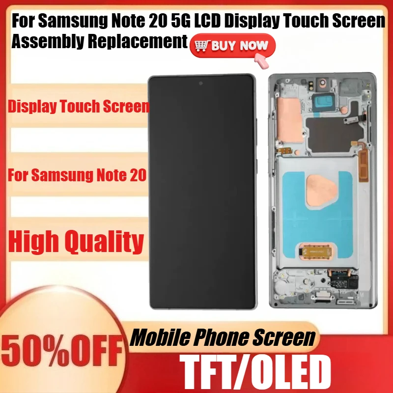 New TFT/OLED For Note20 Display Screen With Frame For Samsung Note 20 5G LCD Display Touch Screen Assembly Replacement
