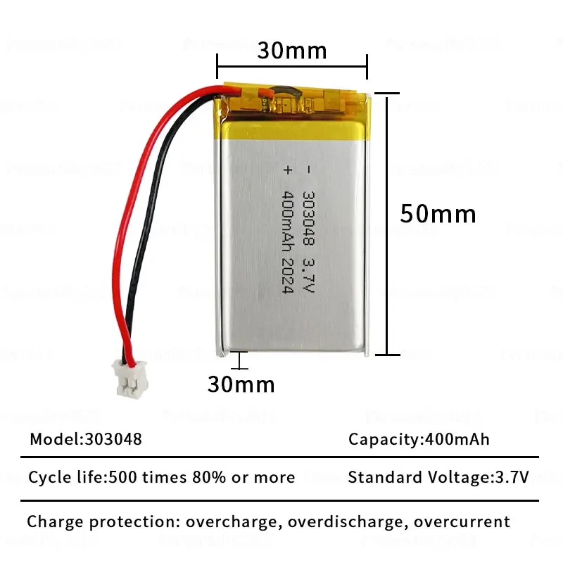 1-10szt 303048 303050   Bateria litowa 3,7 V Baterie litowo-jonowe 400 mAh Ogniwo litowo-polimerowe do zapobiegania utracie Produkty kosmetyczne