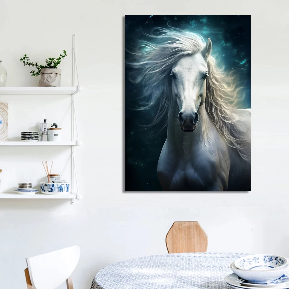 Black Running Horses Canvas Painting Modern Animals Posters and Prints Wall Art Pictures for Living Room Home Decor