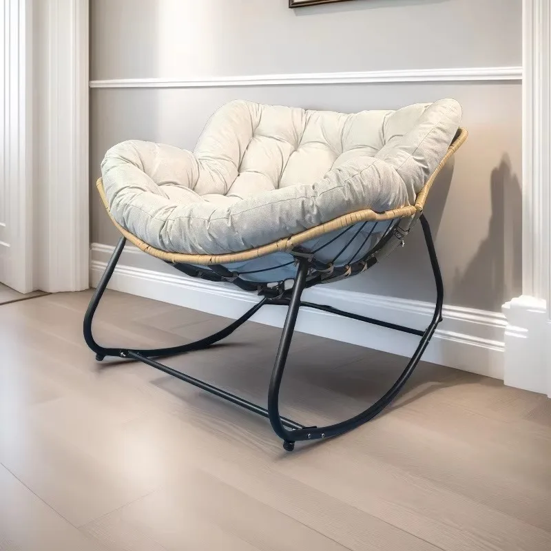 Modern metal lounge chair with fabric cover, reclining and reclining, suitable for living room furniture