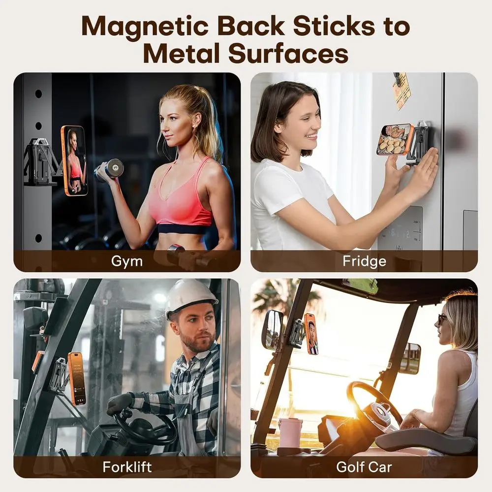 360 °   Draaibare MagSafe-statief, draagbare aluminium telefoonhouder voor iPhone 17/16/15/14 Pro Max, ideaal voor vloggen, sportschool, reizen