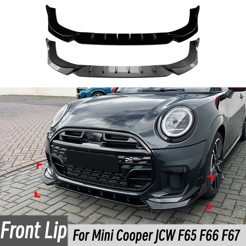 

For BMW Mini Cooper JCW F65 F66 F67 3pcs/Set Car Front Bumper Lip Chin Spoiler Splitter Black Carbon Body Kit Tuning Accessories