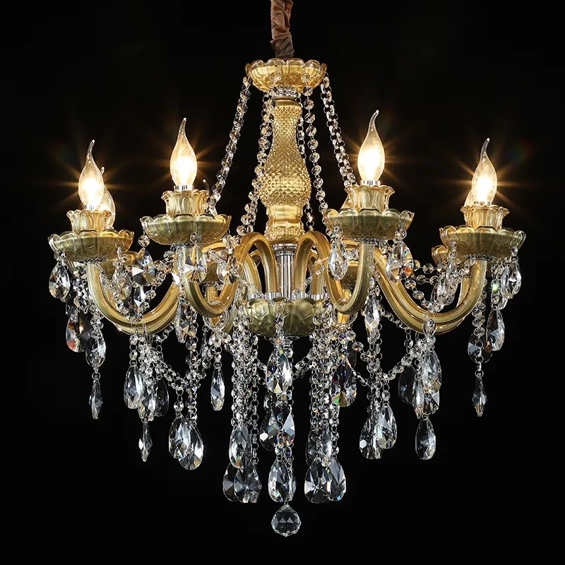 

European Crystal Chandeliers Living Room Light Luxury Creative Restaurant Bedroom Home Led Lamp Champagne Hotel Cafe Lights