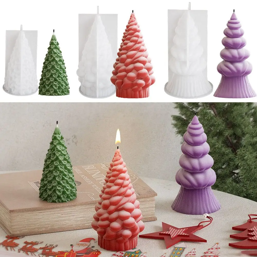 Crystal Epoxy 3D Christmas Tree Candle Mold Easy to Demold UV Cake Resin Mold Epoxy Resin Soap Mold Desk Decoration