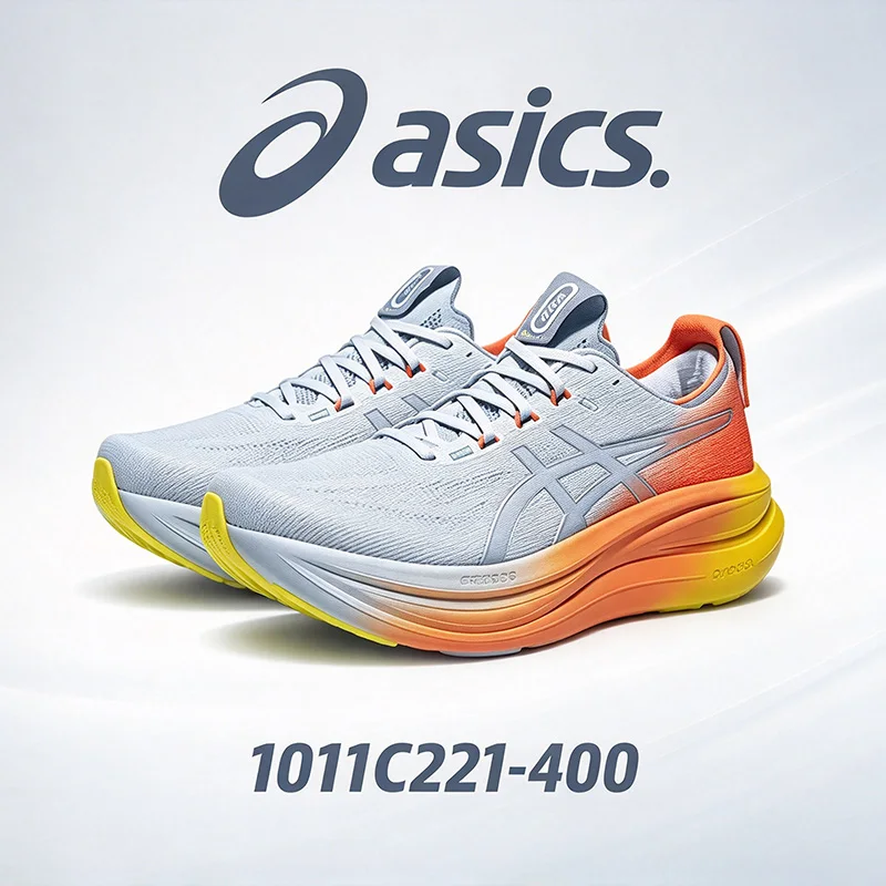 Asics Genuine GEL-NIMBUS 28 Men's Running Shoes with Cushioning, Grip, Breathability. Model: 1011C221-400