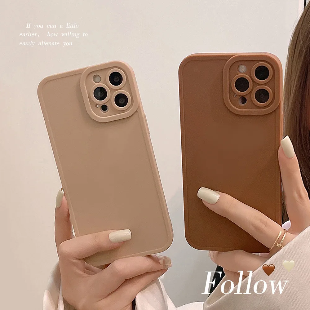 Soft Original Silicone Phone Case For iPhone 14 13 11 12 Pro Max Mini X XR XS 7 8 Plus SE 2020 Shockproof Back Cover Brown