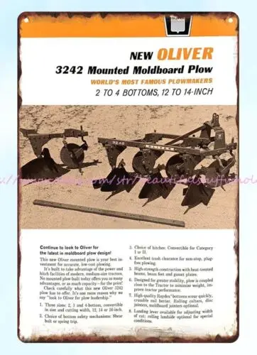 designs 1960s Oliver 3242 Plow Tractor plowmaker farm machinery metal tin sign