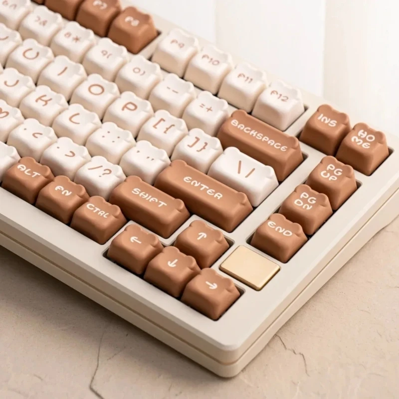 أغطية مفاتيح 122 مفتاح OEM Double Shot Mocha Bear Keycaps للوحة مفاتيح الألعاب الميكانيكية