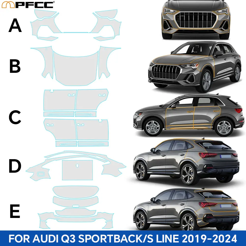 TPU For Audi Q3 Sportback S Line 2019-2024 Paint Protection Film Car Precut PPF Clear Bra Anti-Scratch Resistant Car Accessories