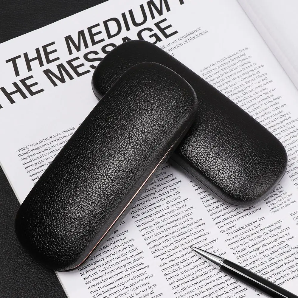 Unisex PU Leather Waterproof Black Spectacle Cases Hard Frame Eyeglass Cases Eyewear Protector Glasses Box