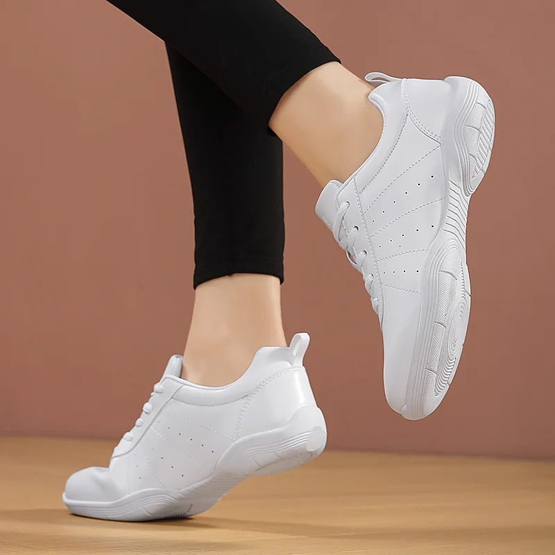 Cheerleading Fitness Club Sneakers professionali scarpe da ballo per ragazze in pelle microfibra per bambini scarpe da aerobica per studenti morbide