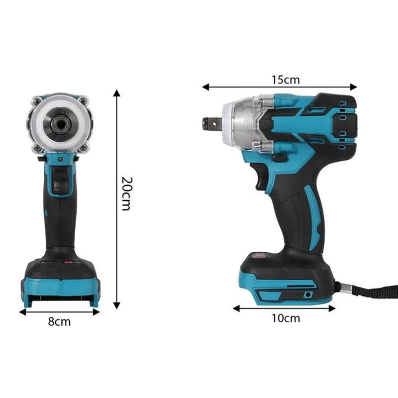 520N.M Torque Brushless Electric Impact Wrench 1/2 inch Cordless Electric Wrench Screwdriver Power Tool for Makita 18V Battery Pin