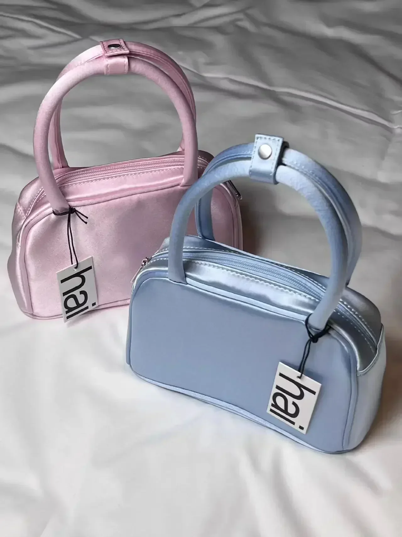 Korean Fashion HAI Bag Silk Satin Pink Ballet Style Lunch Box Small Square Bags Cute Mini  High quality Handbags for Female