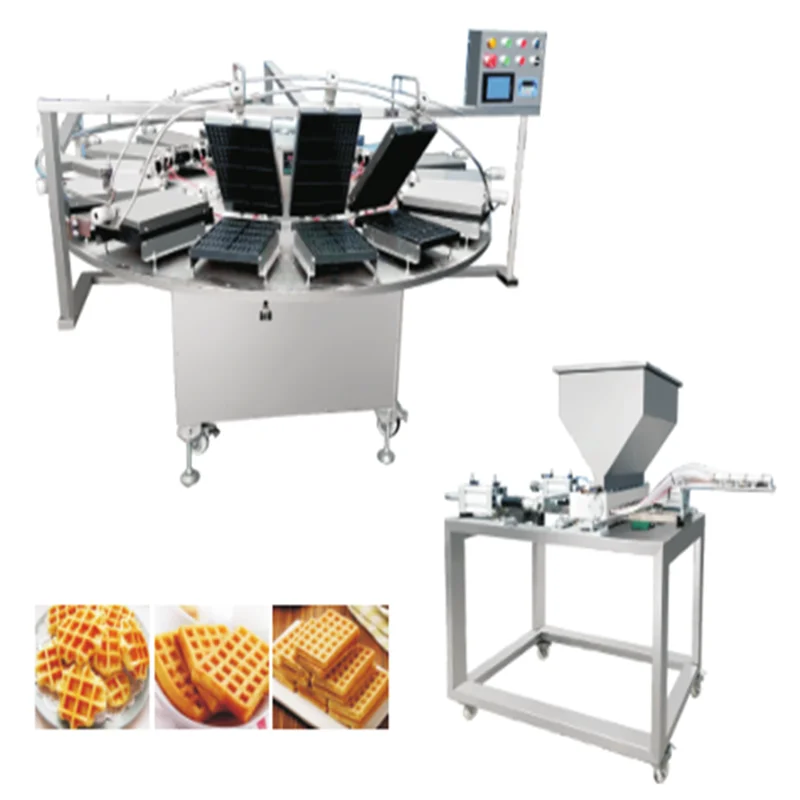 Industry rotary waffle pancak making molder machine with 15 baking trays