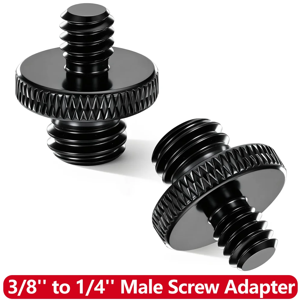 3/8'' Stecker auf 1/4'' Außengewinde Stativschraubenadapter Doppelkopfbolzen Montagegewinde Konverter für Kamerahalterung Licht Einbeinstativ