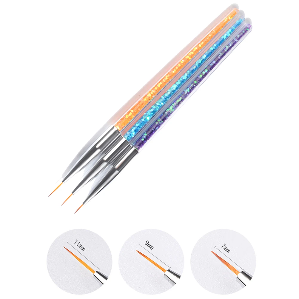 

3 Pcs Nail Art Brushes Lightweight Paint Pen for Flowers Details Line Drawing Tools DIY Makeup Sets with Nail Polish Tools Brush