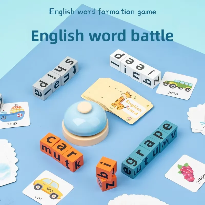 Alphabet Letter Blocks Word Spelling Game, Montessori Phonics Educational Toy, Kids Learning Board Game