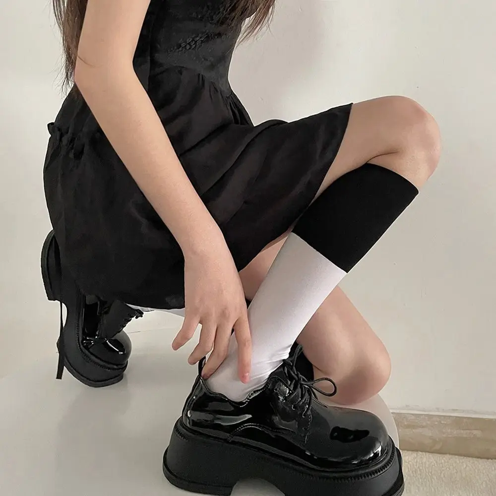 Calcetines Kawaii JK para mujer y niña, medias de pierna para estudiante, medias femeninas de primavera, calcetines de pantorrilla de Color de contraste