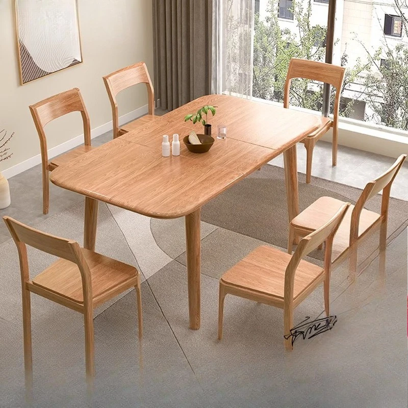 

Обеденный стол из массива ясеня, раздвижной, прямоугольный, на шесть человек, для небольшой квартиры.