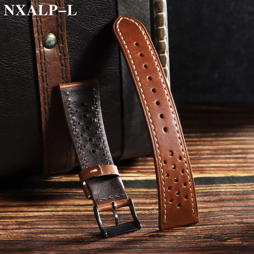 Calf Leather Strap 18mm 20mm 22mm 24mm Retro Top Layer Genuine Watch Band Dark Brown Strap for Huawei Watch GT5/GT4 Wristband