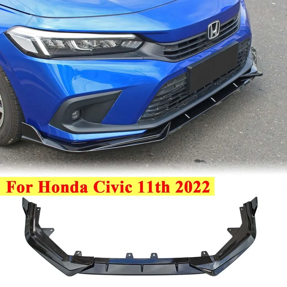 

3PCS For Honda Civic 2022 2023 11th Sedan Front Bumper Lip Spoiler Splitter Body Kit Protector Guard Delfector Car Accessories