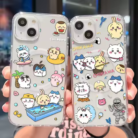 Cute Chiikawas Usagi Magsafe Magnetic Phone Case for Samsung Galaxy S25 S24 S23 S22 S21 S20 FE Plus Ultra 5G Soft Clear Cover